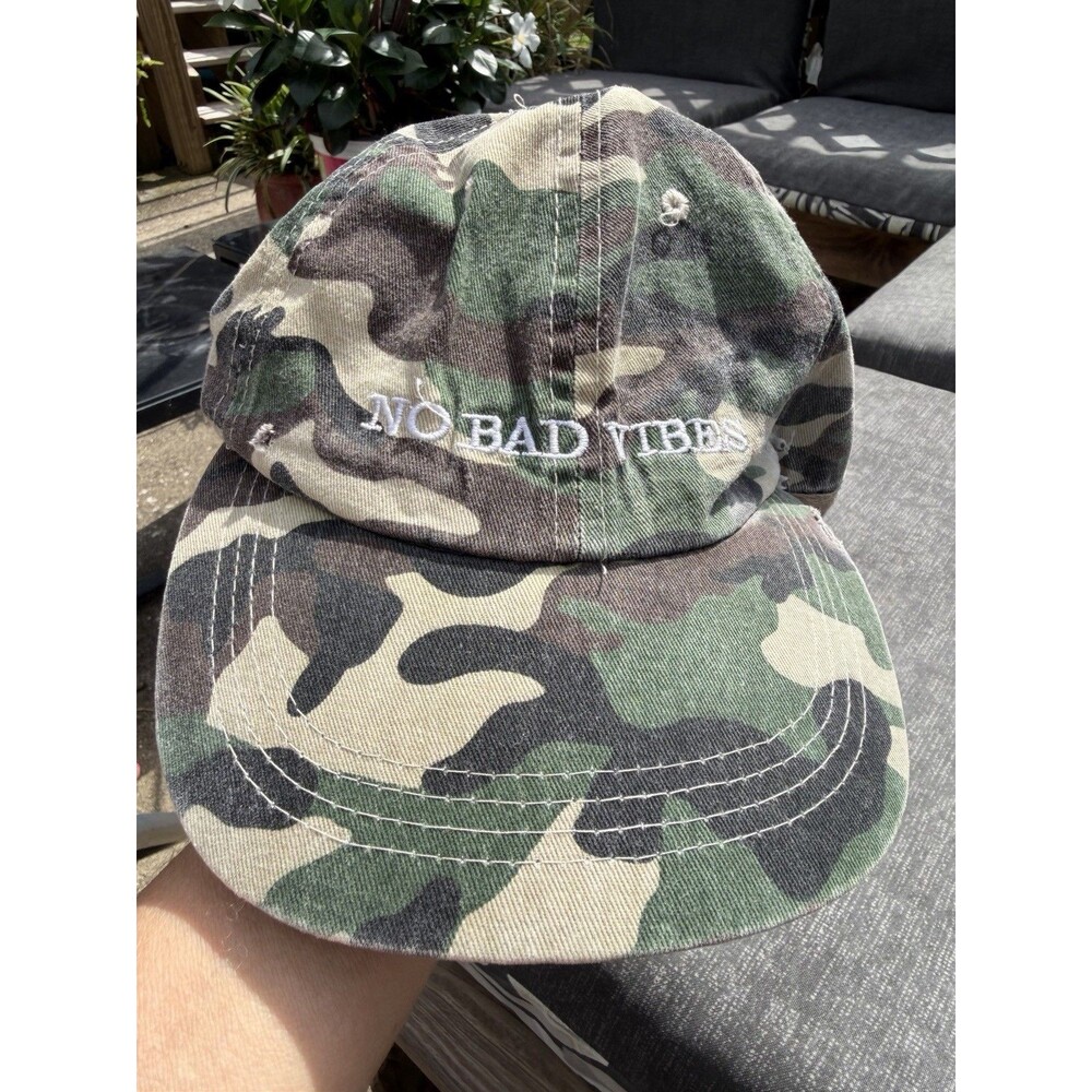 No Bad Vibes Unixes Adults Camo Baseball Cap Hat Snapback